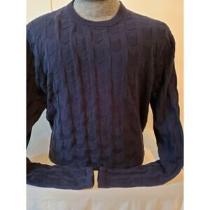 Michael Kors Mens Navy Textured Long Sleeve Crew Neck Knit Sweater XL